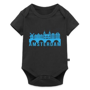 Cadeau de repère Skyline Amsterdam Hollande - Body à manches courtes Premium Bébé - noir - Devant