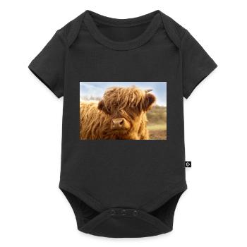 Little cow, brown calf looks at the camera - Baby Premium short-sleeve bodysuit - black - Front
