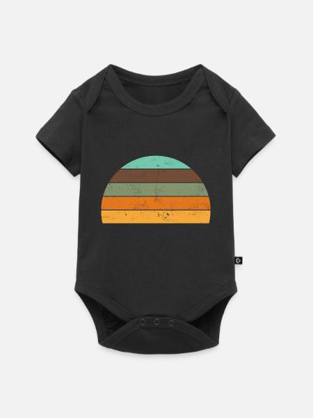 Retro de strepencirkel van de zonsondergang uitstekende zon - Premium babyrompertje met korte mouwen  - zwart
