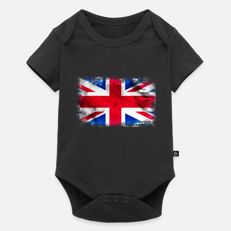 Contexte avec le drapeau du Royaume-Uni - Body à manches courtes Premium Bébé - noir