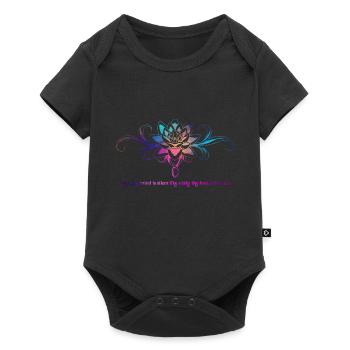 Lotus Blume - Baby Premium Kurzarmbody - Schwarz - Vorne