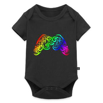 Controller Regenbogen Tribal Tattoo Gaming - Baby Premium Kurzarmbody - Schwarz - Vorne