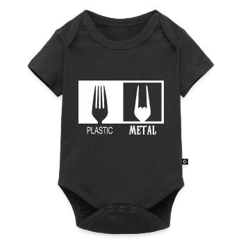 Plastic und Metall, Heavy Metal, Hardrock, Gabel - Baby Premium Kurzarmbody - Schwarz - Vorne
