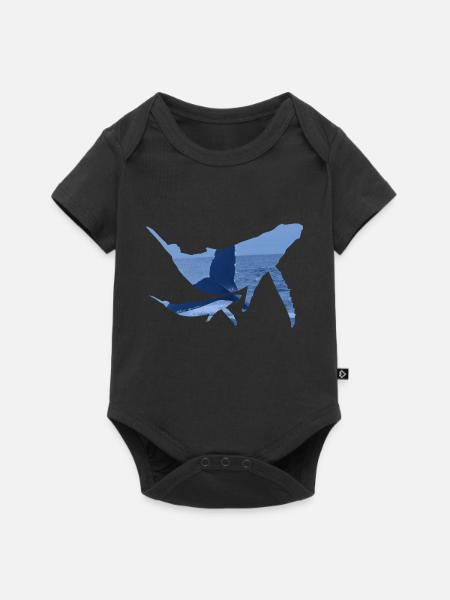 Wale mit Flossen & Meer Foto Wal Geschenk Fisch - Baby Premium Kurzarmbody - Schwarz