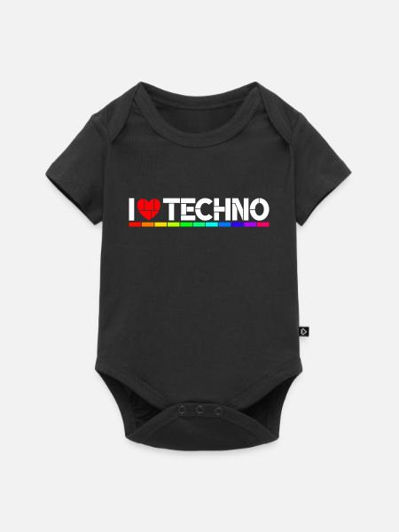I love Techno - Baby Premium Kurzarmbody - Schwarz