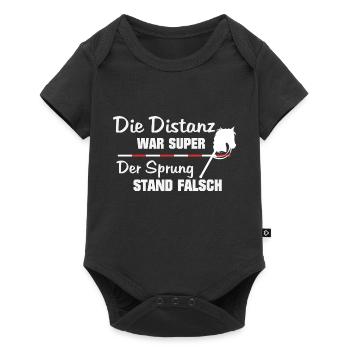 Hobby Horse Pferd Springreiten - Baby Premium Kurzarmbody - Schwarz - Vorne