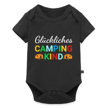 Glückliches Camping Kind - Baby Premium Kurzarmbody - Schwarz - Vorne
