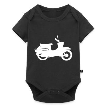 Schwalbenfahrer Simson Schwalbe Kult Roller DDR - Baby Premium Kurzarmbody - Schwarz - Vorne