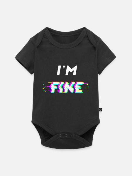 I'm fine glitch - Baby Premium Kurzarmbody - Schwarz