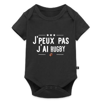 j'ai rugby cadeau - Body à manches courtes Premium Bébé - noir - Devant