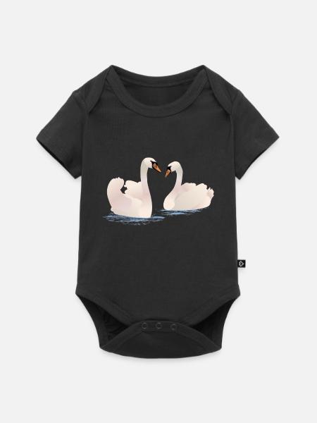 Schwäne - Baby Premium Kurzarmbody - Schwarz