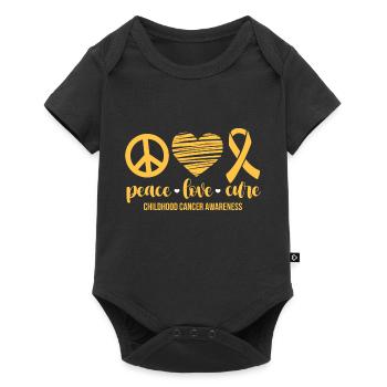 Peace Love Cure Childhood Cancer Awareness - Baby Premium Kurzarmbody - Schwarz - Vorne