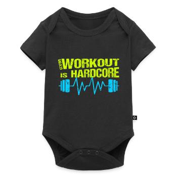 Gym Workout est un entraînement hardcore avec Haltère - Body à manches courtes Premium Bébé - noir - Devant