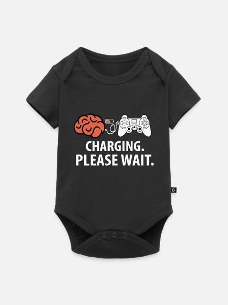 Charging Please Wait - Baby Premium Kurzarmbody - Schwarz