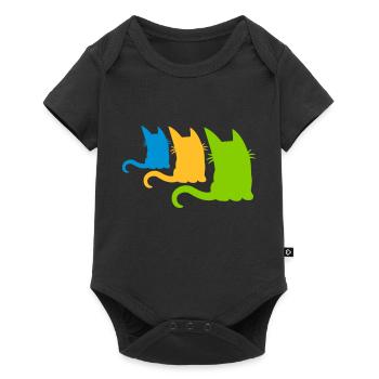 3 petits chats colorés - Body à manches courtes Premium Bébé - noir - Devant