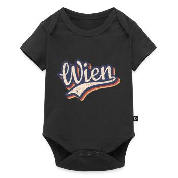 Österreich Wien Vintage Retro Typografie - Baby Premium Kurzarmbody - Schwarz - Vorne