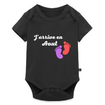 J arrive en aout - Body à manches courtes Premium Bébé - noir - Devant