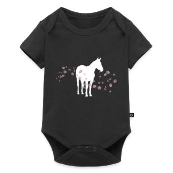 Cheval fleur de cerisier / équitation - Body à manches courtes Premium Bébé - noir - Devant