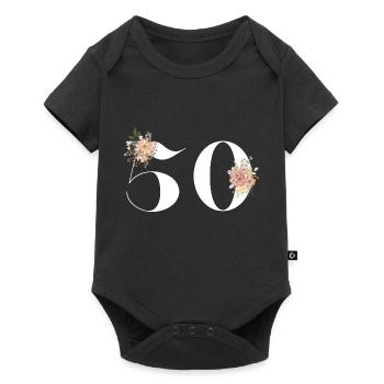 50e anniversaire fleuris (Cadeau de 50 ans) - Body à manches courtes Premium Bébé - noir - Devant