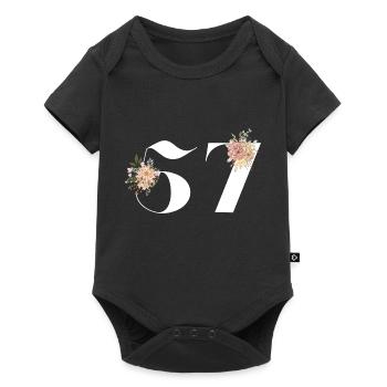 57e anniversaire fleuris (Cadeau de 57 ans) - Body à manches courtes Premium Bébé - noir - Devant