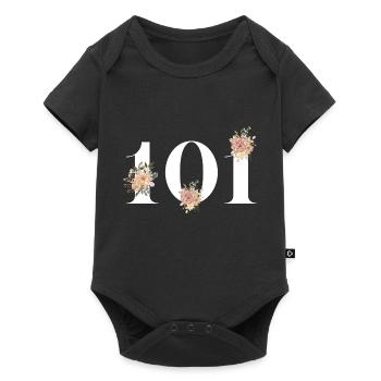 Blumen zum 101-jährigen Jubiläum (Geschenk von 101 Jahren) - Baby Premium Kurzarmbody - Schwarz - Vorne