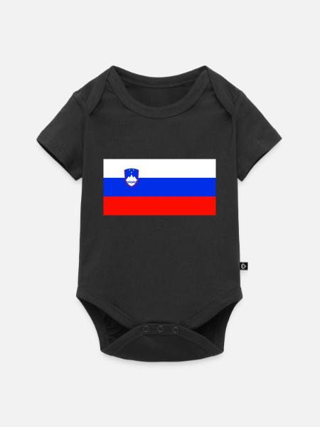 Flagge Sloweniens - Baby Premium Kurzarmbody - Schwarz