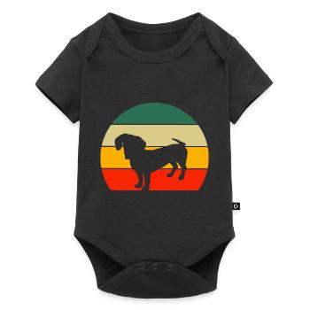 Teckel rétro - Body à manches courtes Premium Bébé - noir - Devant