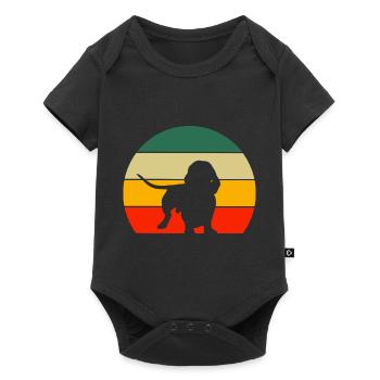 Retro Dog Dachshund - Baby Premium short-sleeve bodysuit - black - Front