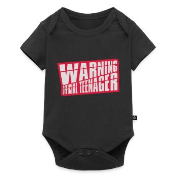 avertissement citation officielle d’adolescent - Body à manches courtes Premium Bébé - noir - Devant