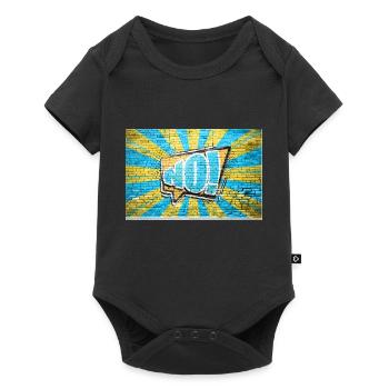 No! Comic Style Bubble Graffiti Lettering on Brick - Baby Premium short-sleeve bodysuit - black - Front