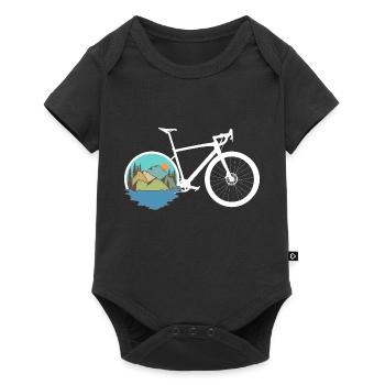 Gravel Bike Natur Rennrad Fahrrad lustige Geschenk - Baby Premium Kurzarmbody - Schwarz - Vorne