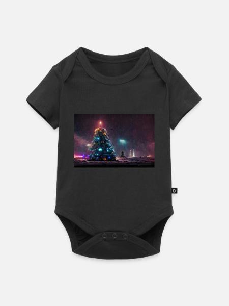Futuristischer Weihnachtsbaum - Baby Premium Kurzarmbody - Schwarz