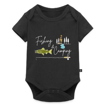 Camping and Fishing - Baby Premium short-sleeve bodysuit - black - Front