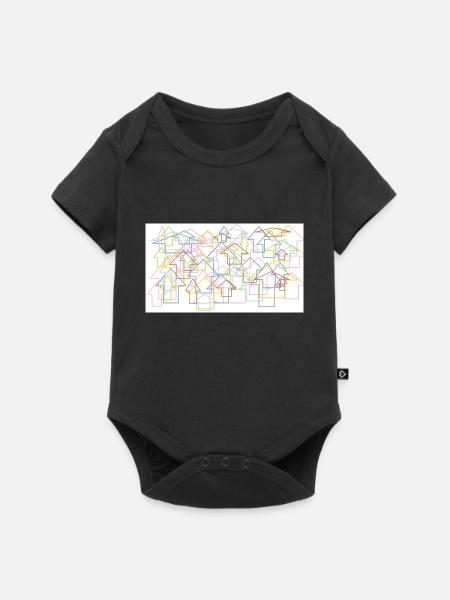 Häuser Paint - Baby Premium Kurzarmbody - Schwarz