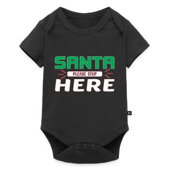 Santa please Stop here - Baby Premium short-sleeve bodysuit - black - Front
