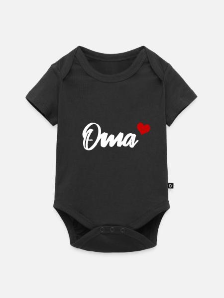 Oma Großmutter Herz - Baby Premium Kurzarmbody - Schwarz