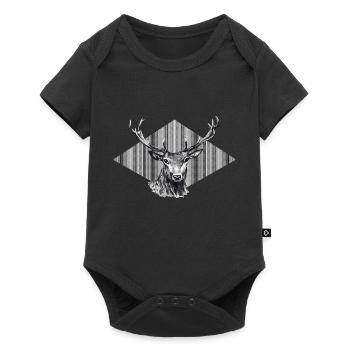 Hirsch - Baby Premium Kurzarmbody - Schwarz - Vorne