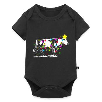 Cow Tree Farmer Vintage Christmas Tree Xmas Santa - Baby Premium Kurzarmbody - Schwarz - Vorne
