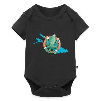 "See you at Bodensee" - Lustiges Motiv mit Oktopus - Baby Premium Kurzarmbody - Schwarz - Vorne