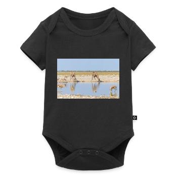 giraffe and Landscape in a Etosha National Park - Baby Premium short-sleeve bodysuit - black - Front