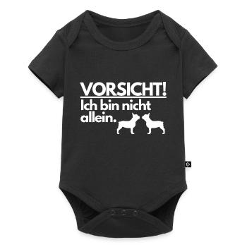 Vorsicht in weiß - Baby Premium Kurzarmbody - Schwarz - Vorne