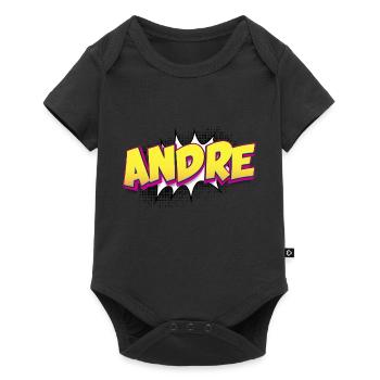Andre Benutzerdefinierter Name Comic-Stil Pop-Art, Andre - Baby Premium Kurzarmbody - Schwarz - Vorne