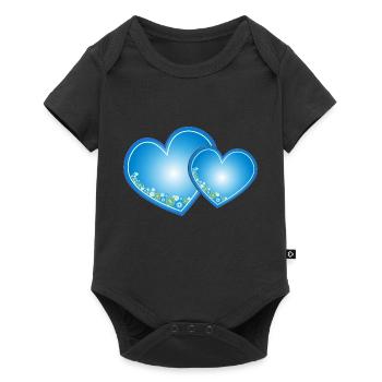 Coeurs bleus - Body à manches courtes Premium Bébé - noir - Devant