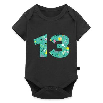 Numéro 13 anniversaire personnalisé - Body à manches courtes Premium Bébé - noir - Devant