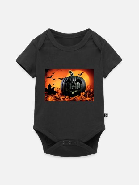 Halloween-Kürbis - Baby Premium Kurzarmbody - Schwarz