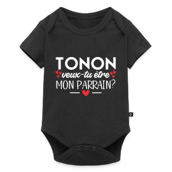 Tonton Veux-tu être Mon Parrain Futur Parrain - Body à manches courtes Premium Bébé - noir - Devant