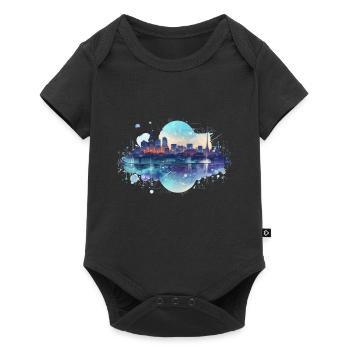 Digital City - Baby Premium Kurzarmbody - Schwarz - Vorne