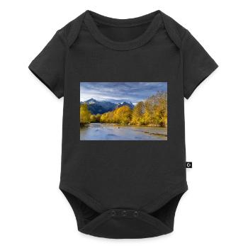 Ambiance automnale sur le Loisach avec la Zugspitze - Body à manches courtes Premium Bébé - noir - Devant
