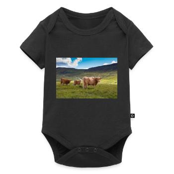Scottish Highland cattle - Baby Premium short-sleeve bodysuit - black - Front