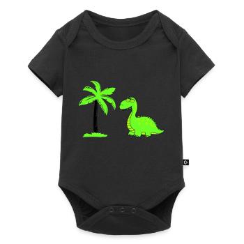 dinosaurier palme 02 - Baby Premium Kurzarmbody - Schwarz - Vorne